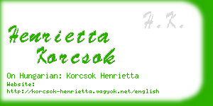 henrietta korcsok business card